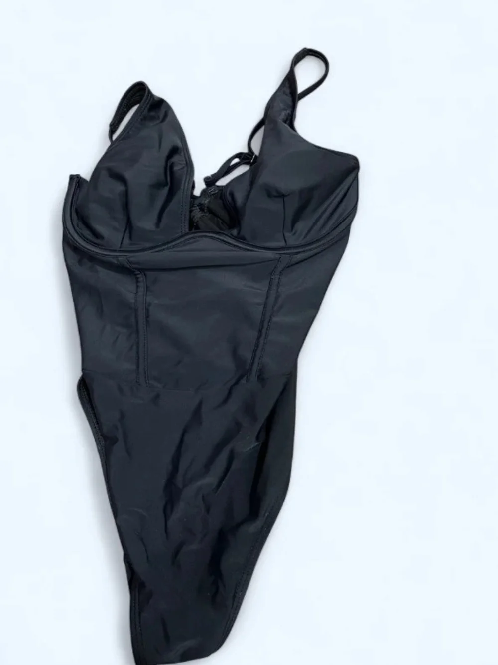 Cupshe Size M Black One-Piece Swimsuit with Corset  ,Built-In Cups